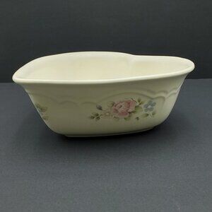 Pfaltzgraff Tea Rose Heart Shaped Bowl Pink Floral Stoneware Heart Bowl
